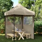 vidaXL Partytent inklapbaar pop-up met 2 zijwanden taupe, Verzenden, Nieuw, Partytent