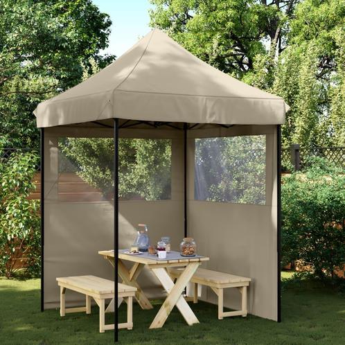 vidaXL Partytent inklapbaar pop-up met 2 zijwanden taupe, Tuin en Terras, Partytenten, Partytent, Nieuw, Verzenden