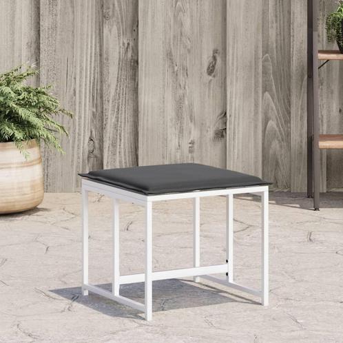 vidaXL Tuinkrukken 4 st met kussens staal en textileen wit, Tuin en Terras, Tuinsets en Loungesets, Nieuw, Rvs, Verzenden