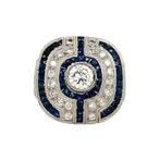 Platina ring met saffier en diamant 950, Sieraden, Tassen en Uiterlijk, Ringen, Ophalen of Verzenden, Nieuw