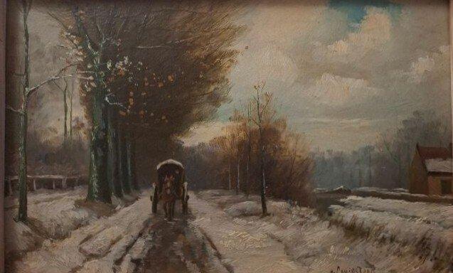Hollandse school (XX) Naar Louis Apol - Winters landschap, Antiek en Kunst, Kunst | Schilderijen | Klassiek