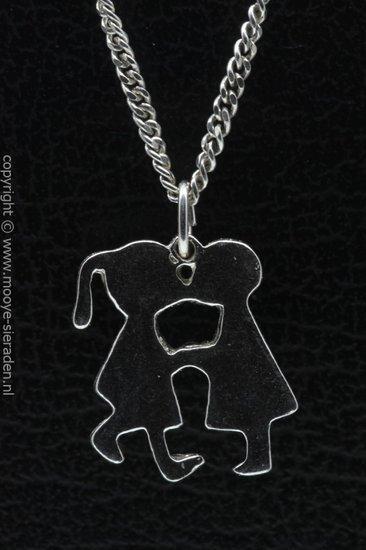 Zilveren Jongen en meisje ketting hanger, Sieraden, Tassen en Uiterlijk, Kettinghangers, Verzenden
