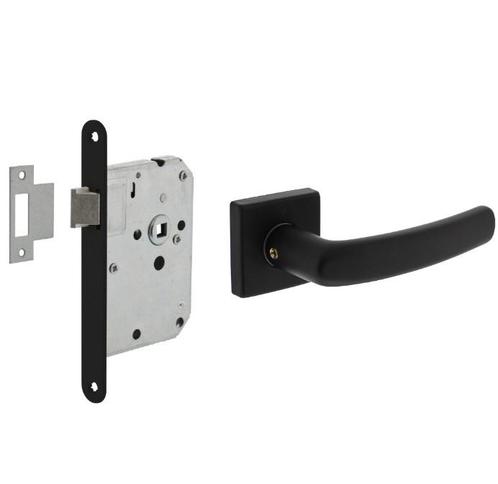 Intersteel deurbeslag set loopslot zwart + deurklink Denham, Doe-het-zelf en Verbouw, Hang- en Sluitwerk, Verzenden