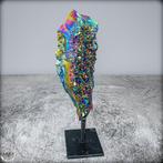 Zeer Zeldzame Regenboog Aura Amethist - Kwarts op stand-