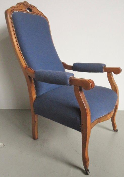 Fauteuil - Walnoot, Stof, Antiek en Kunst, Antiek | Overige Antiek