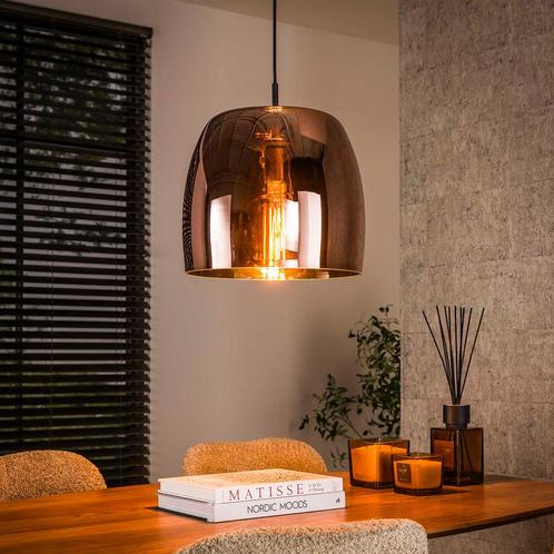 *WOONWINKEL* Moderne Hanglamp Koper Glas, Huis en Inrichting, Lampen | Hanglampen, Nieuw, Verzenden