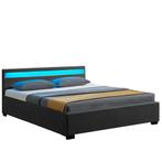 Gestoffeerd bed Lyon - 140 x 200 cm - Donkergrijs - LED Verl, Verzenden, Nieuw