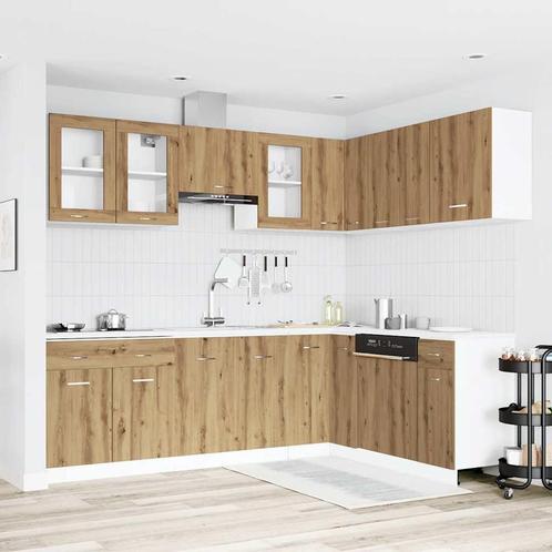 vidaXL 11-delige Keukenkastenset Lyon bewerkt hout, Huis en Inrichting, Keuken | Keukenelementen, Bruin, Nieuw, Verzenden