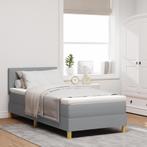 vidaXL Boxspringbed met matras en LED stof lichtgrijs, Huis en Inrichting, 100 cm, Eenpersoons, Verzenden, Nieuw