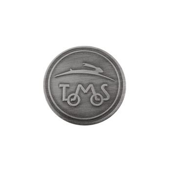 Sticker Tomos logo rond 50mm RealMetal&#x00AE; zilver