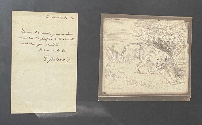 Eugène Delacroix (1798-1863) - Tigre en arrêt 1854 et lettre, Antiek en Kunst, Antiek | Overige Antiek