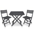 vidaXL 3-delige Bistroset inklapbaar kunststof antraciet, Tuin en Terras, Tuinsets en Loungesets, Verzenden, Nieuw, Textileen