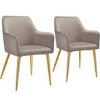 Eetkamerstoel Avane, fluweellook, gestoffeerd - taupe, Set v, Huis en Inrichting, Stoelen, Verzenden, Nieuw
