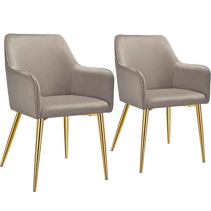 Eetkamerstoel Avane, fluweellook, gestoffeerd - taupe, Set v, Huis en Inrichting, Stoelen, Verzenden