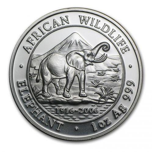 Somalische Olifant 1 oz 2006 (5.000 oplage), Postzegels en Munten, Munten | Afrika, Losse munt, Zilver, Overige landen, Verzenden