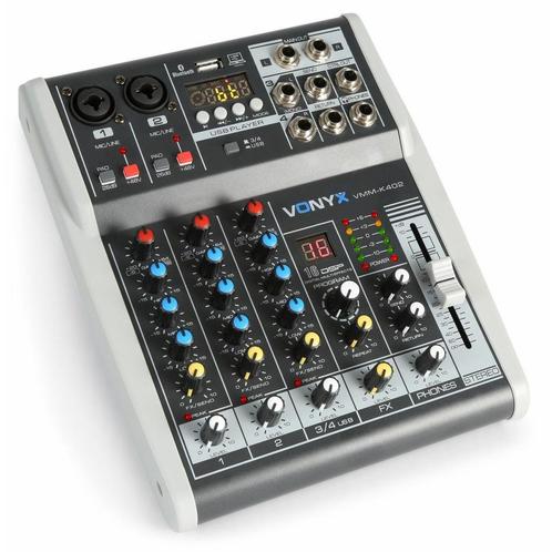 Vonyx VMM-K402 4 kanaals muziekmixer met Bluetooth en effect, Muziek en Instrumenten, Dj-sets en Draaitafels, Nieuw, Verzenden