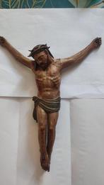 Crucifix - Polychroom hout in originele patina - 1750-1800,