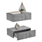 Wandplank met lade set van 2 zwevend 46x30x15 betonkleurig, Huis en Inrichting, Woonaccessoires | Wandplanken en Boekenplanken