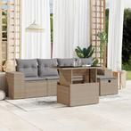 vidaXL 6-delige Loungeset met kussens poly rattan beige, Verzenden, Nieuw, Rotan, Loungeset