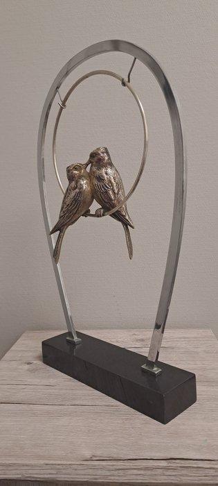sculptuur, Lovebirds - 37 cm - Brons, Marmer - 1930, Antiek en Kunst, Kunst | Designobjecten