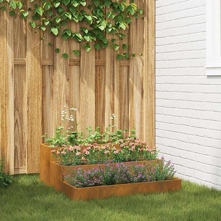 vidaXL Tuin Bloempot Roestig 90 x 90 x 35 cm Cortenstaal, Tuin en Terras, Bloembakken en Plantenbakken, 60 tot 100 cm, Nieuw, Metaal
