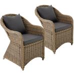 2 luxe wicker fauteuils met kussens - natuur, Tuin en Terras, Tuinsets en Loungesets, Nieuw, Verzenden