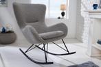 Design schommelstoel SCANDINAVIA SWING lichtgrijs Boucle, Huis en Inrichting, Fauteuils, Ophalen of Verzenden, Nieuw