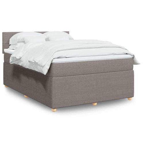 vidaXL Boxspring met matras stof taupe 140x190 cm, Huis en Inrichting, Slaapkamer | Bedden, 140 cm, 190 cm of minder, Tweepersoons