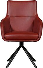 Set van 6 Rode leren industriële draaibare eetkamerstoelen -, Huis en Inrichting, Stoelen, Overige kleuren, Nieuw, Leer, Ophalen of Verzenden