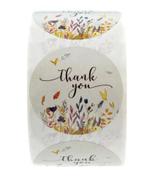 500 stickers labels rol thank you veldbloemen kraft, Ophalen of Verzenden, Nieuw
