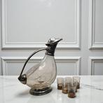 F&Z - French Art Nouveau - Karaf - Glas, Pewter, Verzilverd, Antiek en Kunst