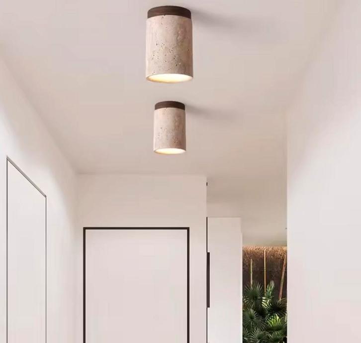 Nieuw: Travertijn Plafondlamp – Moderne Stenen Lamp voor Hal, Huis en Inrichting, Lampen | Hanglampen, Nieuw, Verzenden