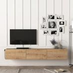 [en.casa] Tv-meubel Vihti zwevend 180x31x29,5 cm eiken, Huis en Inrichting, Kasten | Televisiemeubels, Verzenden, Nieuw