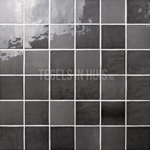 Wandtegel zellige rio preto antraciet glans 10x10 op=op, Doe-het-zelf en Verbouw, Tegels, Wandtegels, Nieuw, 10 m² of meer, Keramiek