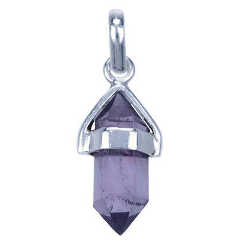 Zilveren Amethyst edelsteen met potlood vatting kettingha..., Sieraden, Tassen en Uiterlijk, Kettinghangers, Verzenden