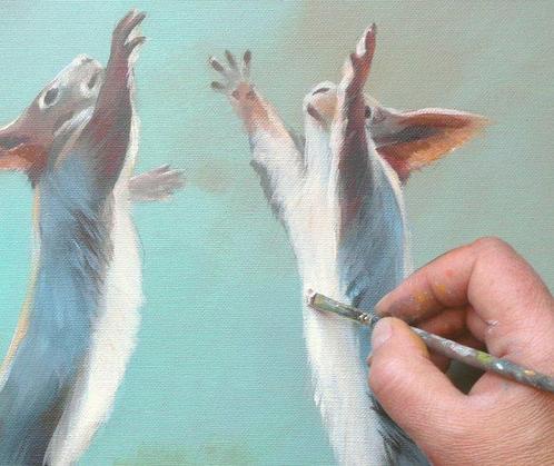 Gala - Squirrels animal painting Competition, Antiek en Kunst, Kunst | Designobjecten