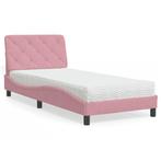 vidaXL Bed met matras fluweel roze 90x200 cm, Huis en Inrichting, Slaapkamer | Bedden, 90 cm, Eenpersoons, Verzenden, Nieuw