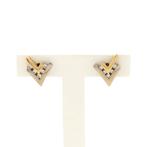 Bicolor gouden oorstekers met diamant | 0,20 ct. (witgoud), Sieraden, Tassen en Uiterlijk, Gebruikt, Overige kleuren, Ophalen of Verzenden