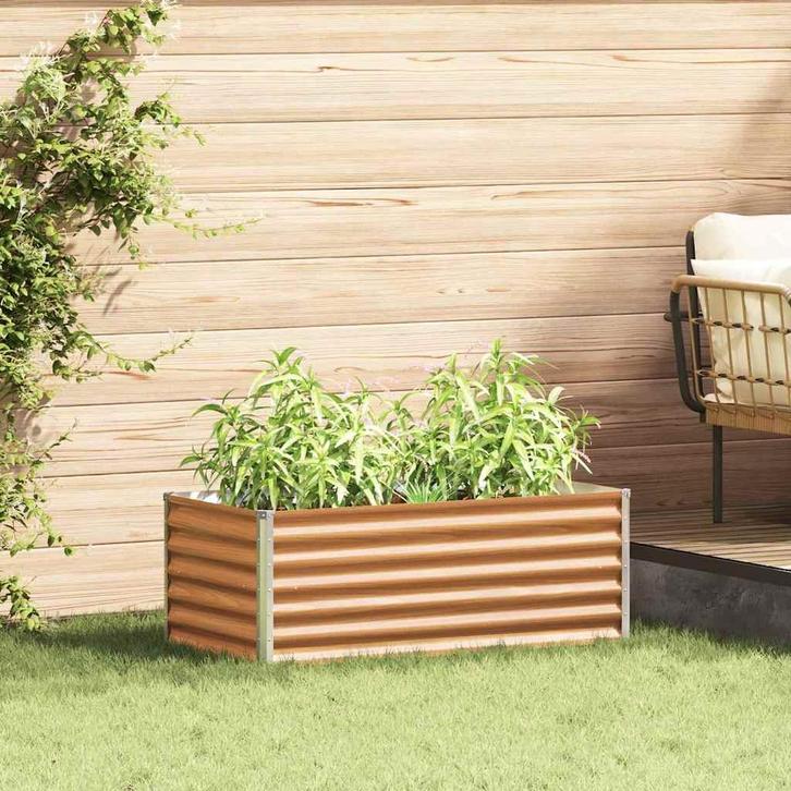 vidaXL Verhoogde plantenbak 98 x 50 x 36 cm Gegalvaniseerd, Tuin en Terras, Bloembakken en Plantenbakken, Minder dan 60 cm, Nieuw
