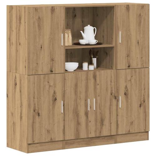 vidaXL 3-delige Keukenkastenset bewerkt hout artisanaal, Huis en Inrichting, Woonaccessoires | Wandplanken en Boekenplanken, Nieuw