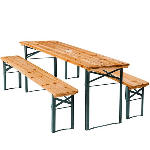 Biertafelset 3-delig Ludwig inklapbaar met parasolhouder - b, Huis en Inrichting, Stoelen, Verzenden