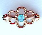 Broche - 19.2 kt. Geel goud Aquamarijn, Sieraden, Tassen en Uiterlijk, Antieke sieraden