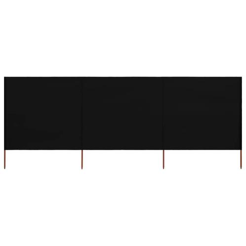 vidaXL Windscherm 3-panelen 400x160 cm stof zwart, Tuin en Terras, Zonneschermen, Nieuw, Verzenden