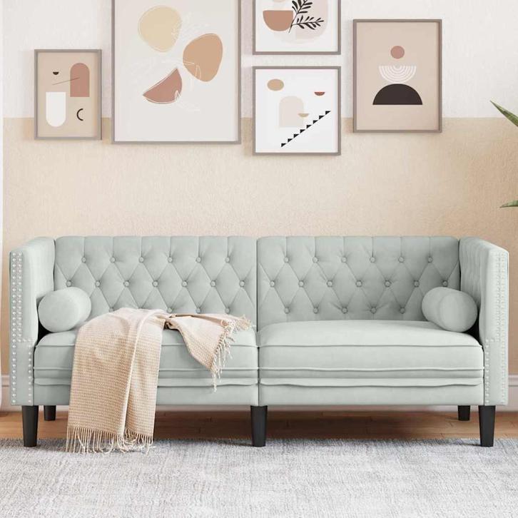 vidaXL Chesterfieldbank Anders Lichtgrijs 174 x 74.5 x 70.5, Huis en Inrichting, Banken | Bankstellen, Nieuw, Minder dan 150 cm