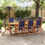 vidaXL 9-delige Tuinset massief acaciahout en textileen, Tuin en Terras, Nieuw, 8 zitplaatsen, Tuinset, Verzenden