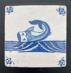 Tegel - Antieke Delfts blauwe tegel met een grote, Antiek en Kunst