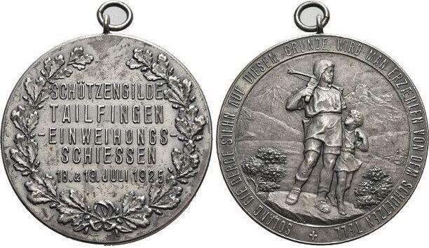 Bronze-medaille 1925 Baden-tailfingen, Stadt, Postzegels en Munten, Penningen en Medailles, Verzenden