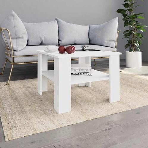 vidaXL Salontafel 60x60x42 cm bewerkt hout wit, Huis en Inrichting, Tafels | Salontafels, 50 tot 100 cm, Nieuw, Overige houtsoorten