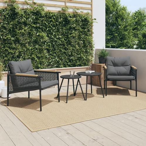 vidaXL Tuinstoelen 2 st met kussens staal zwart, Tuin en Terras, Tuinsets en Loungesets, Tuinset, Nieuw, Rvs, Verzenden