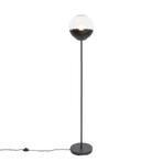 Retro vloerlamp zwart met helder glas - Eclipse, Nieuw, Glas, Retro, 100 tot 150 cm